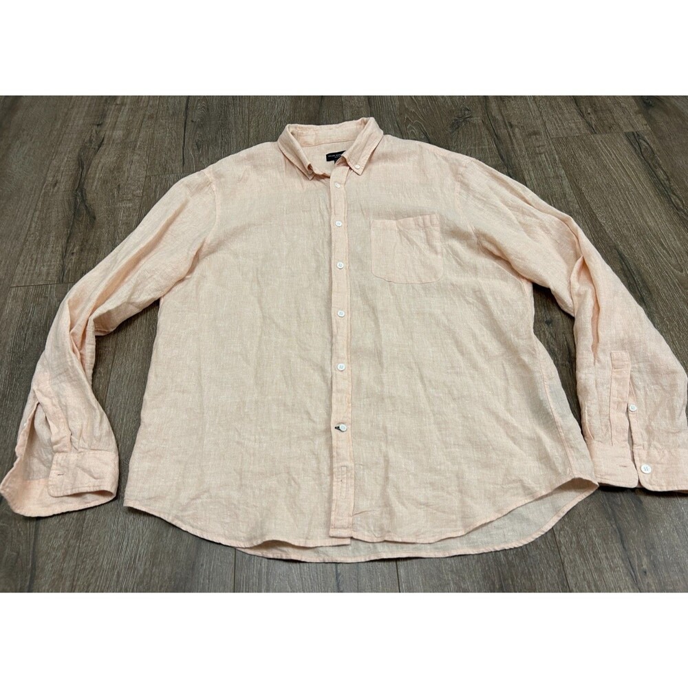 Club Monaco Shirt Mens XL Linen Cotton Blend Button Up Slim Fit Chest Pocket